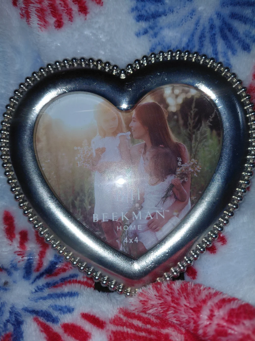 Beekman 1802 Silver Heart Photo Frame with Beaded Edge